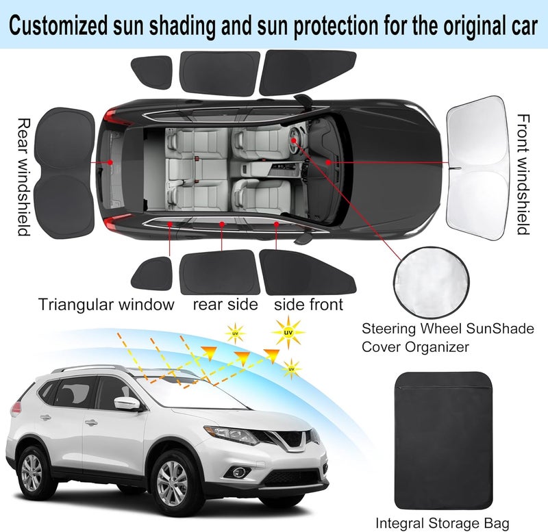 TINGLU Window Shades for Nissan Rogue 2014-2020(NOT for Rogue Sport & 2021 Rogue 3rd Gen. T33) Accessories Full Windows Rear Triangular Windshield Sun Shade Sun UV Rays Privacy Protection 8PCS - Image 3